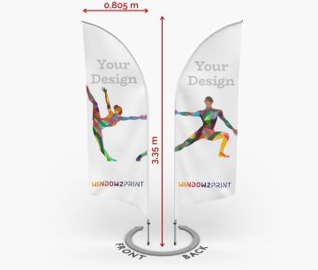 Aluminijska dvostrana Beach Flag Bend M - Vlastita grafika - Window2Print