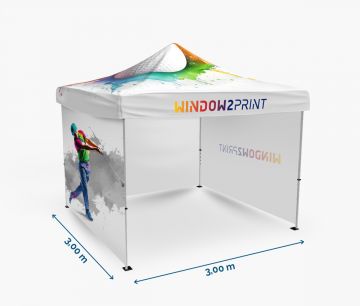 Promotivni šatori Srednji 3 x 3 m s krovom i zidovima - Fan Zone | Window2Print