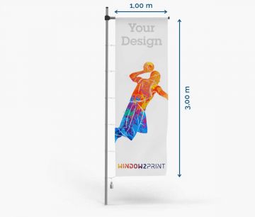 Promotivne zastave - Poliester 115 - 100 x 300 cm - s tunelom i kukicama I Window2Print