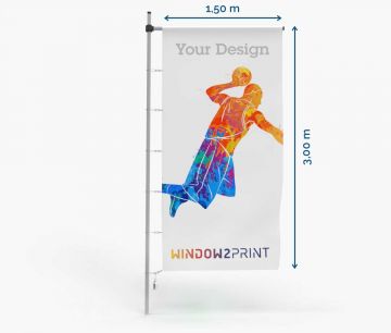 Promotivne zastave - Poliester 115 - 150 x 300 cm - s tunelom i kukicama I Window2Print