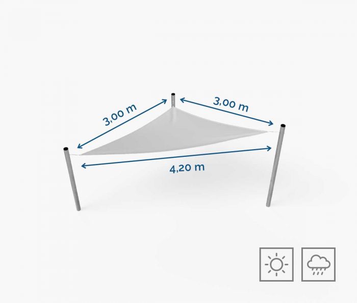 Trokutasto jedro za sjenilo 300 x 300 x 420 cm - vodootporno - bijelo I W2P
