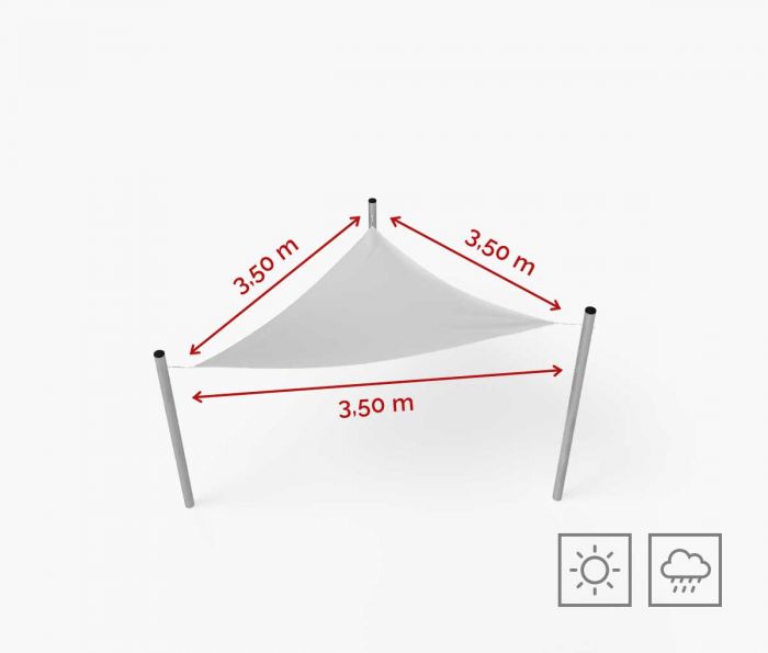 Trokutasto jedro za sjenilo 350 x 350 x 350 cm - vodootporno - bijelo - Window2Print