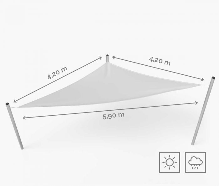 Trokutasto jedro za sjenilo 420 x 420 x 590 cm - vodootporno - bijelo - Window2Print