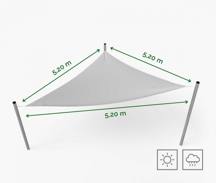 Trokutasto jedro za sjenilo 520 x 520 x 520 cm - vodootporno - bijelo - Window2Print