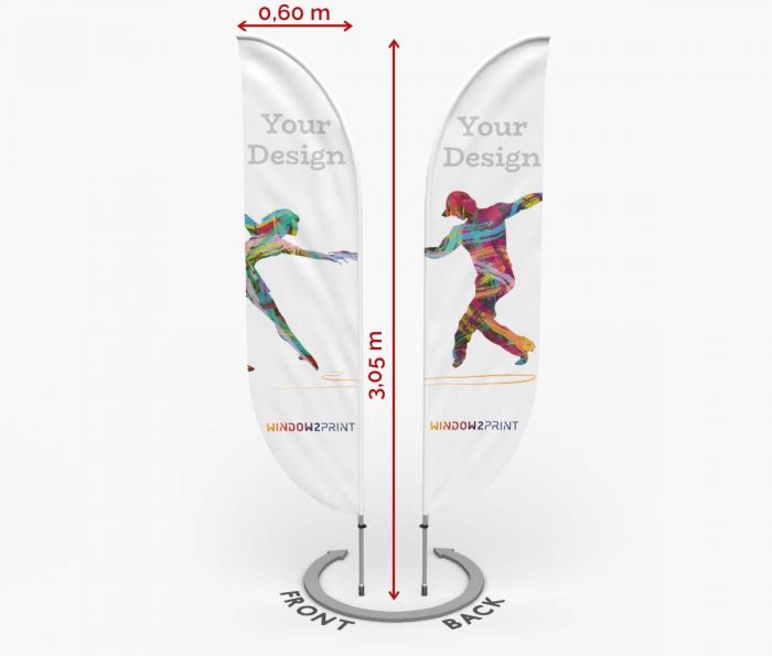 Klasična dvostrana Beach Flag Bend M - Window2Print