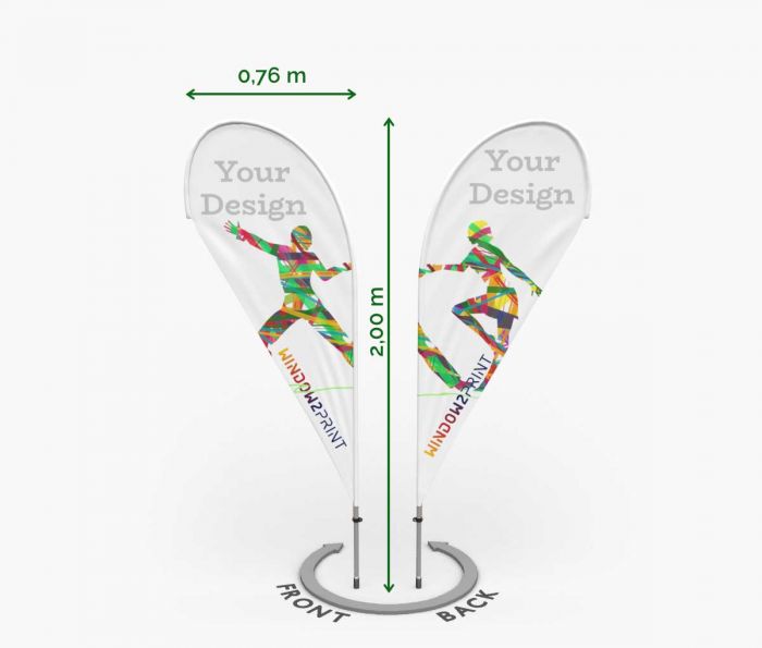 Klasična dvostrana Beach Flag Drop S - Window2Print