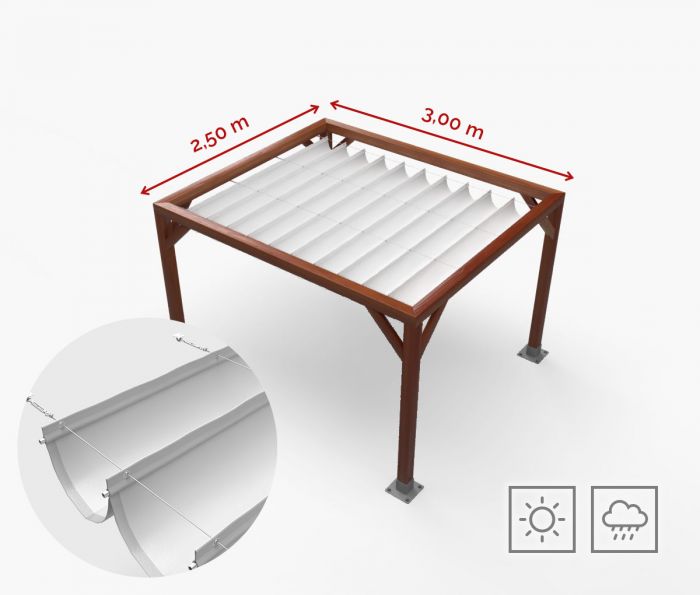 Pergola Nadstrešnica Premium - 250 x 300 cm - vodootporna - bijela ・ Window2Print