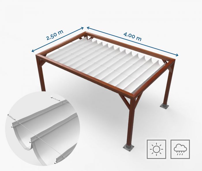 Pergola Nadstrešnica Premium - 250 x 400 cm - vodootporna - bijela ・ Window2Print