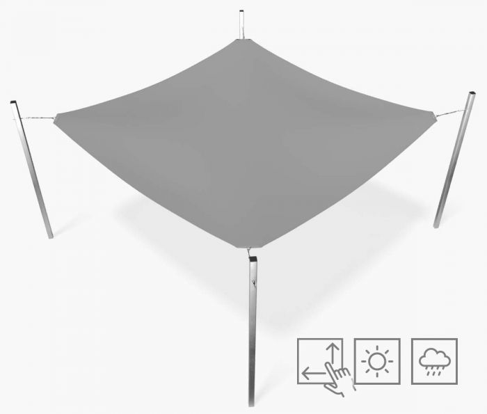 Pravokutna jedra za sjenilo - vodootporna - siva - Window2Print