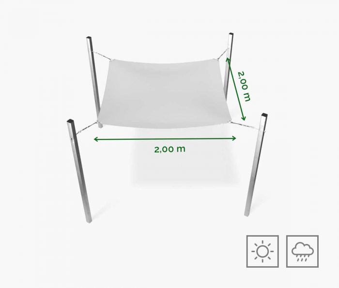 Pravokutno jedro za sjenilo 200 x 200 cm – vodootporno – bijelol I W2P