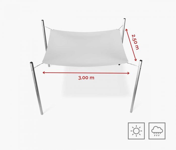 Pravokutno jedro za sjenilo 300 x 250 cm – vodootporno – bijelo I W2P