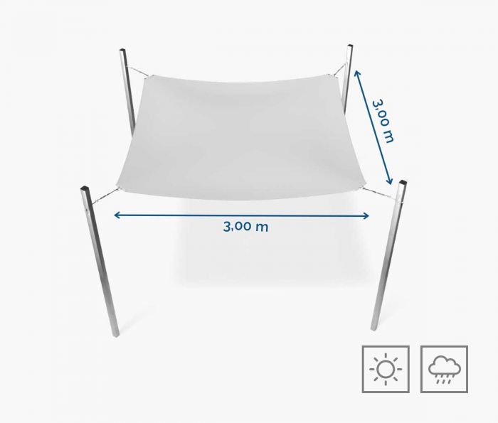 Pravokutno jedro za sjenilo 300 x 300 cm – vodootporno – bijelo I W2P