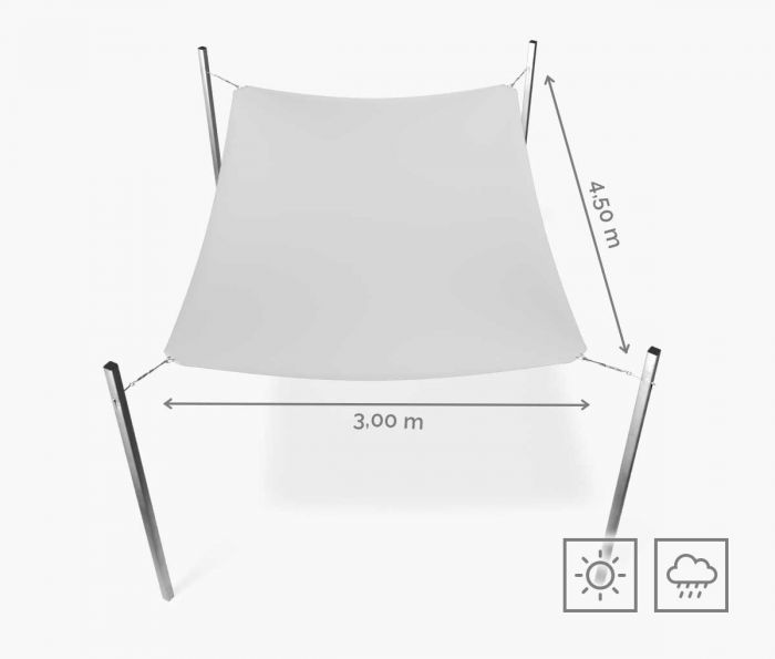 Pravokutno jedro za sjenilo 300 x 450 cm – vodootporno – bijelo I W2P