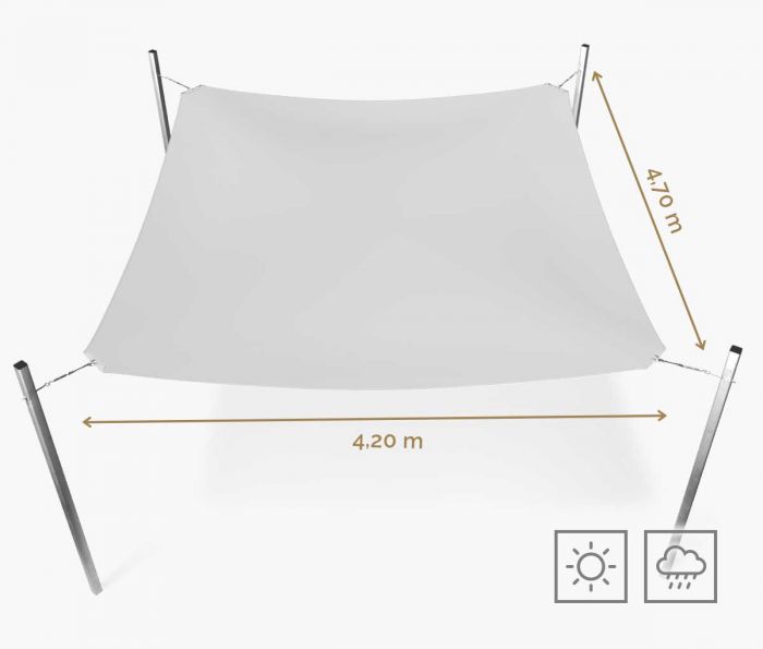 Pravokutno jedro za sjenilo 420 x 470 cm – vodootporno – bijelo I W2P