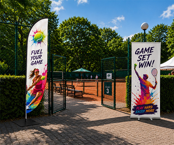 Werbung auf dem Tennisplatz